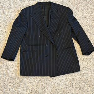 Faconnable Mens Blue Flannel Stripe Cashmere Wool 3 Btn Blazer Sz 44 R MINT!